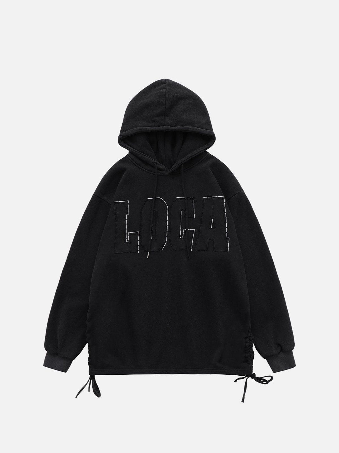 Ellesey - Hem Drawstring Letter Hoodie- Streetwear Fashion - ellesey.com