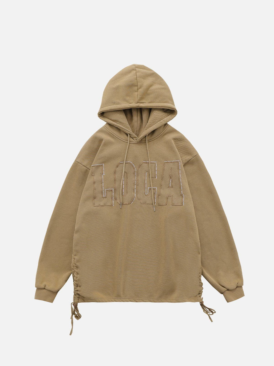 Ellesey - Hem Drawstring Letter Hoodie- Streetwear Fashion - ellesey.com