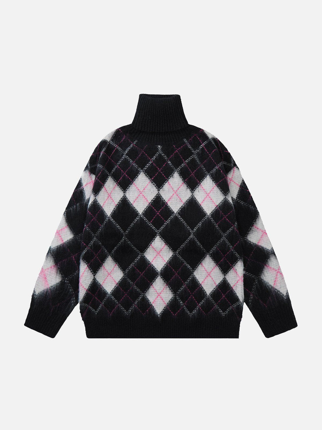 Ellesey - High Neck Diamond Color Block Sweater-Streetwear Fashion - ellesey.com