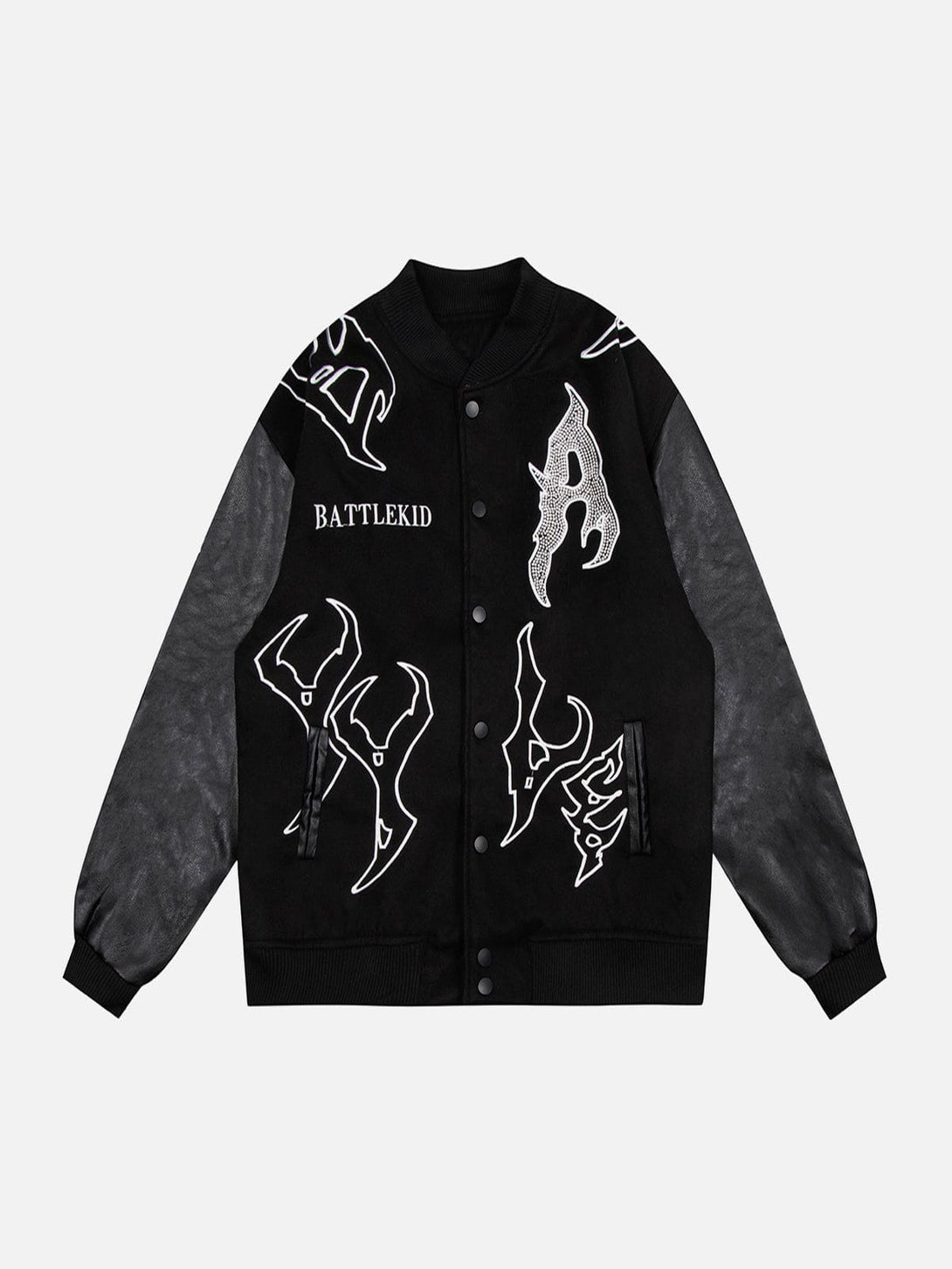 Ellesey - Hot Drilling Gothic Letter Varsity Jacket- Streetwear Fashion - ellesey.com