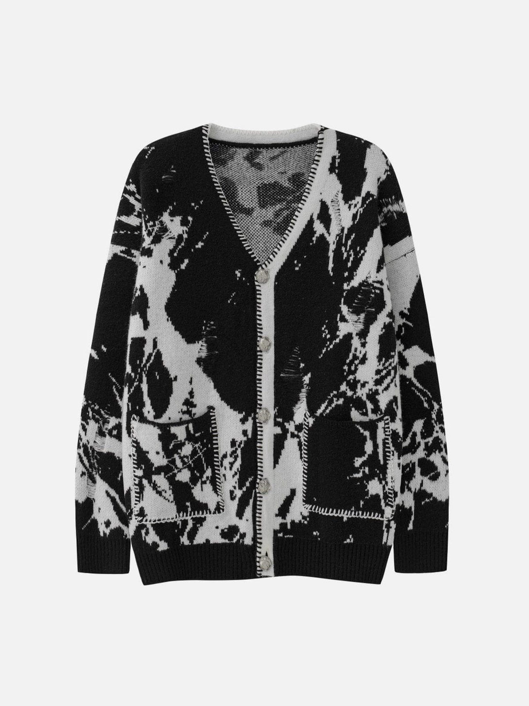 Ellesey - Ink And Water Style Embroidery Cardigan-Streetwear Fashion - ellesey.com