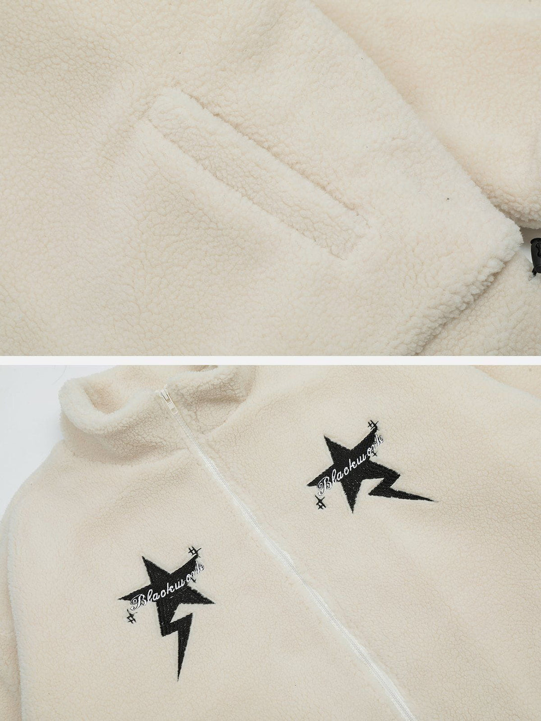 Ellesey - Lamb Applique Sherpa Coat-Streetwear Fashion - ellesey.com