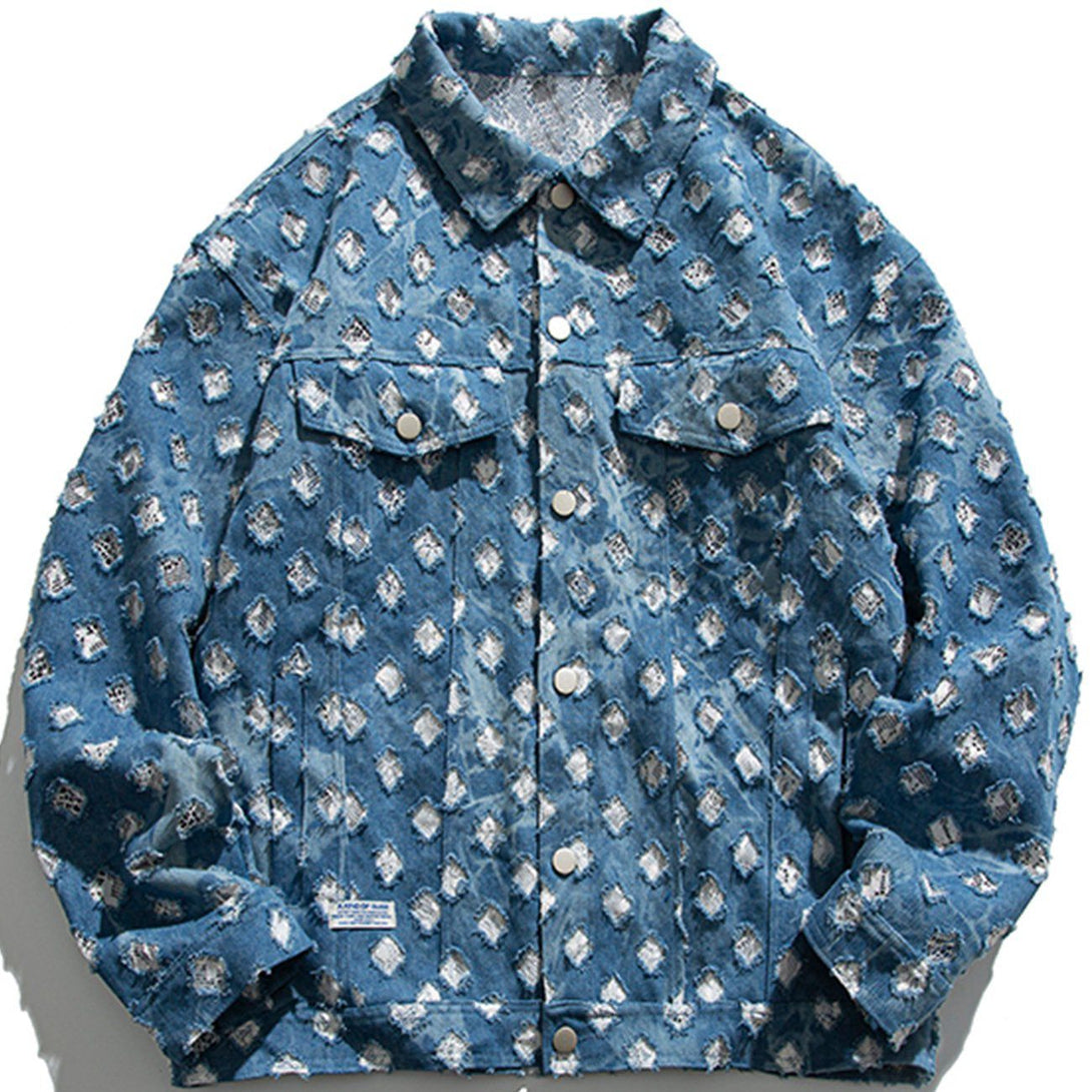 Ellesey - Lapel with Ripped Holes and Full Print Jacket- Streetwear Fashion - ellesey.com