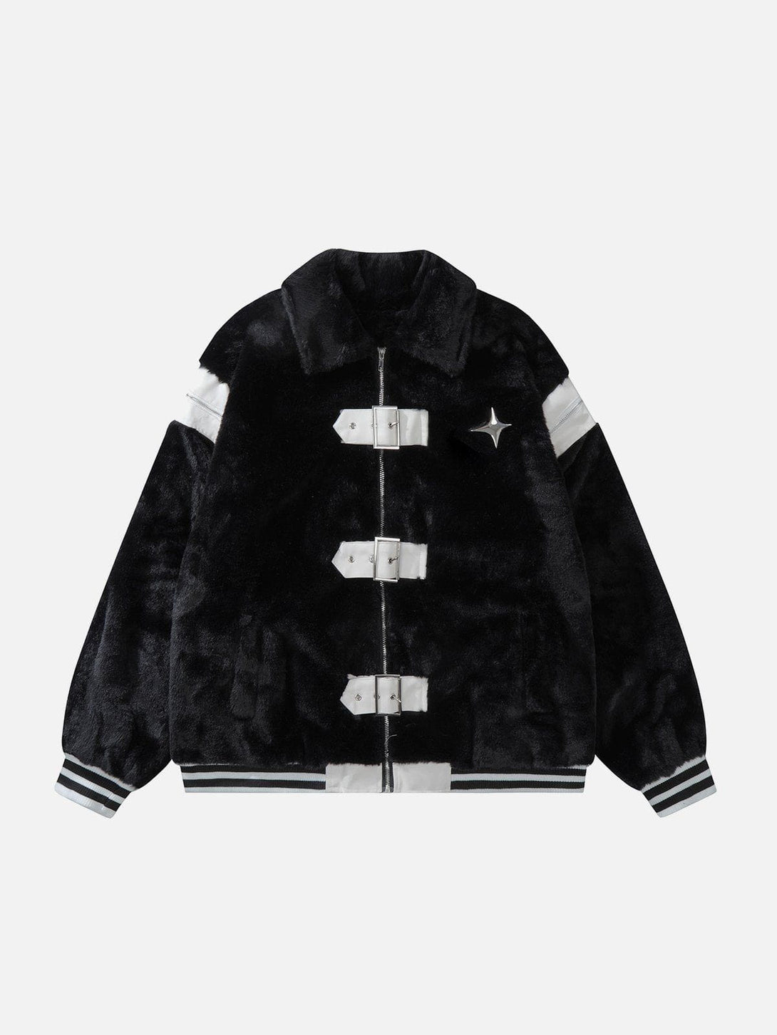 Ellesey - Leather Buckle Four Star Sherpa Coat-Streetwear Fashion - ellesey.com