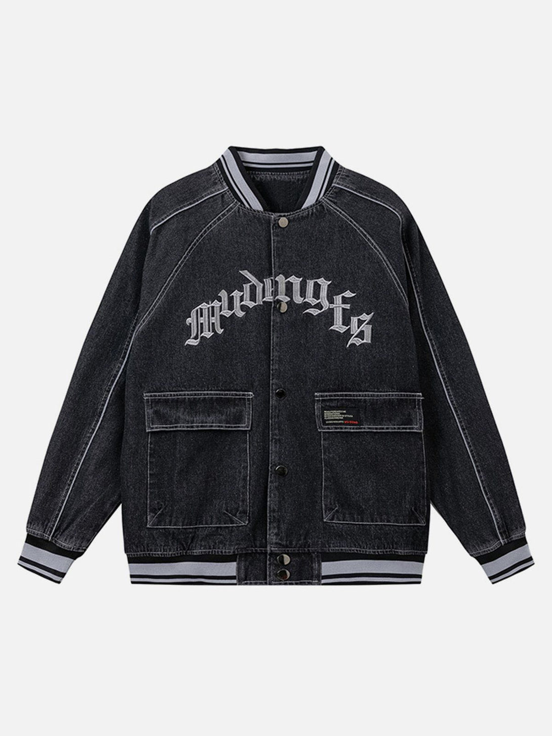 Ellesey - Letter Embroidered Denim Jacket- Streetwear Fashion - ellesey.com