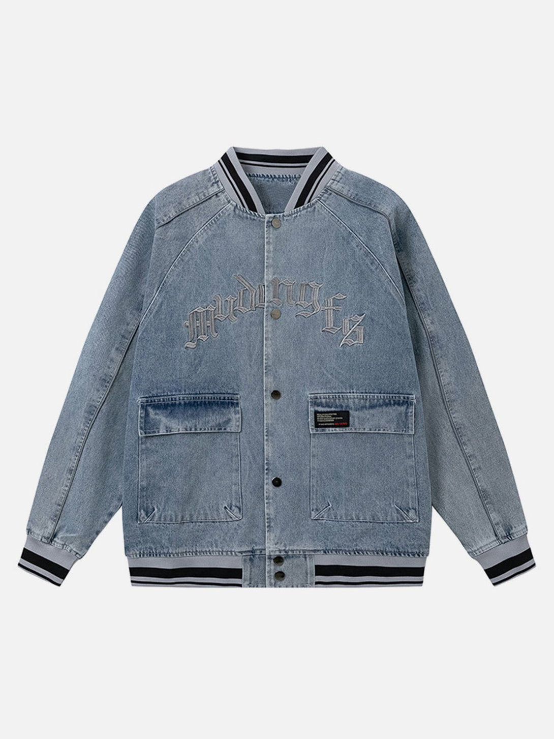 Ellesey - Letter Embroidered Denim Jacket- Streetwear Fashion - ellesey.com