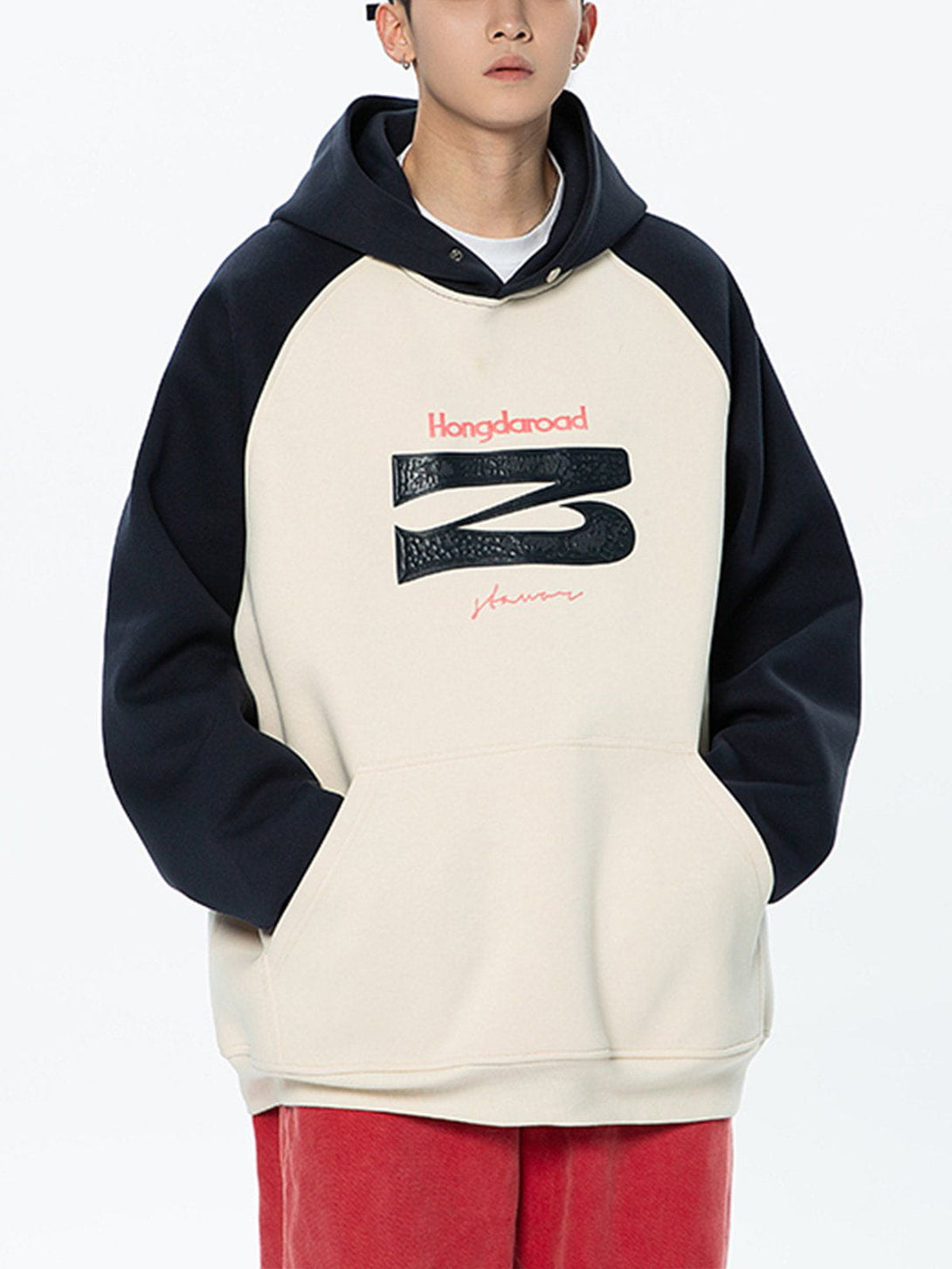 Ellesey - Letter Embroidery Patchwork Hoodie- Streetwear Fashion - ellesey.com