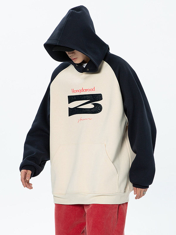Ellesey - Letter Embroidery Patchwork Hoodie- Streetwear Fashion - ellesey.com