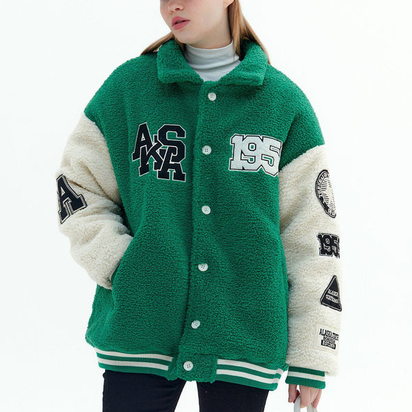 Ellesey - Letter Embroidery Sherpa Winter Coat-Streetwear Fashion - ellesey.com