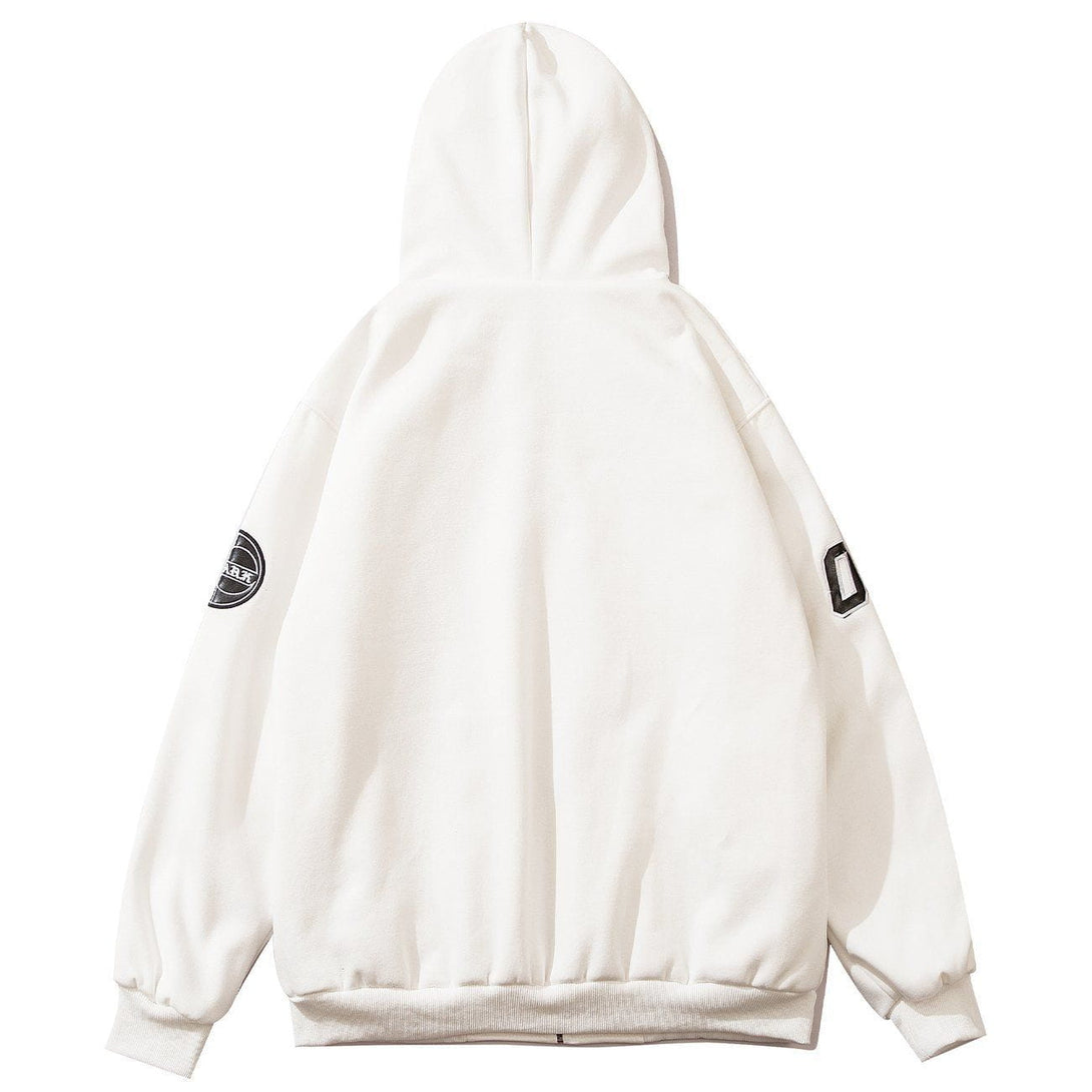 Ellesey - Letter Embroidery Zipper Hoodie- Streetwear Fashion - ellesey.com