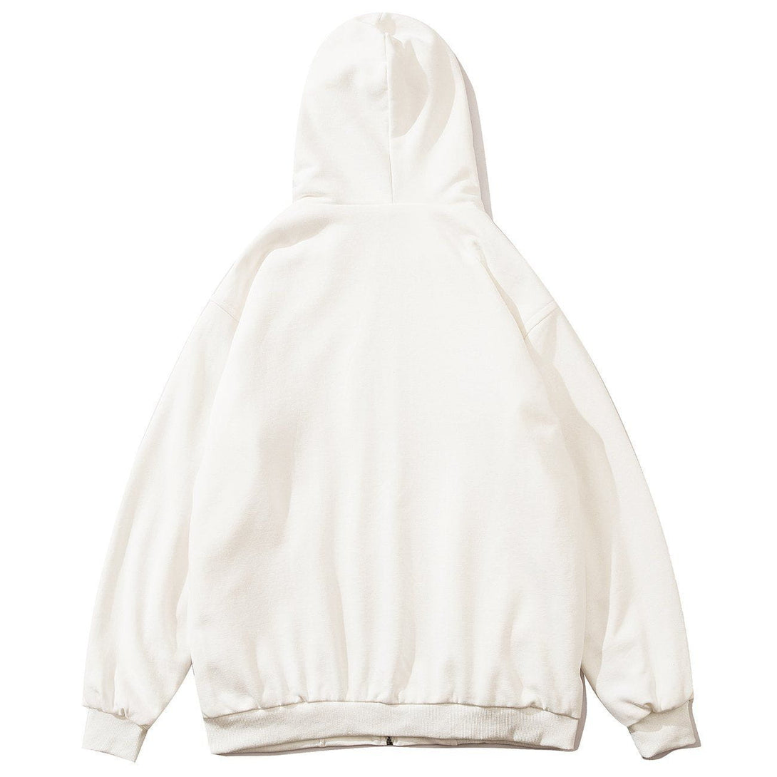 Ellesey - Letter Embroidery Zipper Hoodie- Streetwear Fashion - ellesey.com