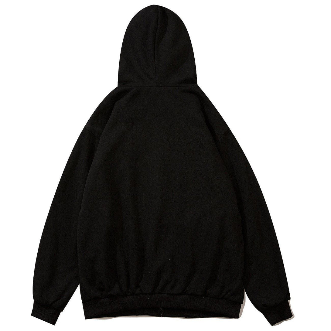 Ellesey - Letter Embroidery Zipper Hoodie- Streetwear Fashion - ellesey.com