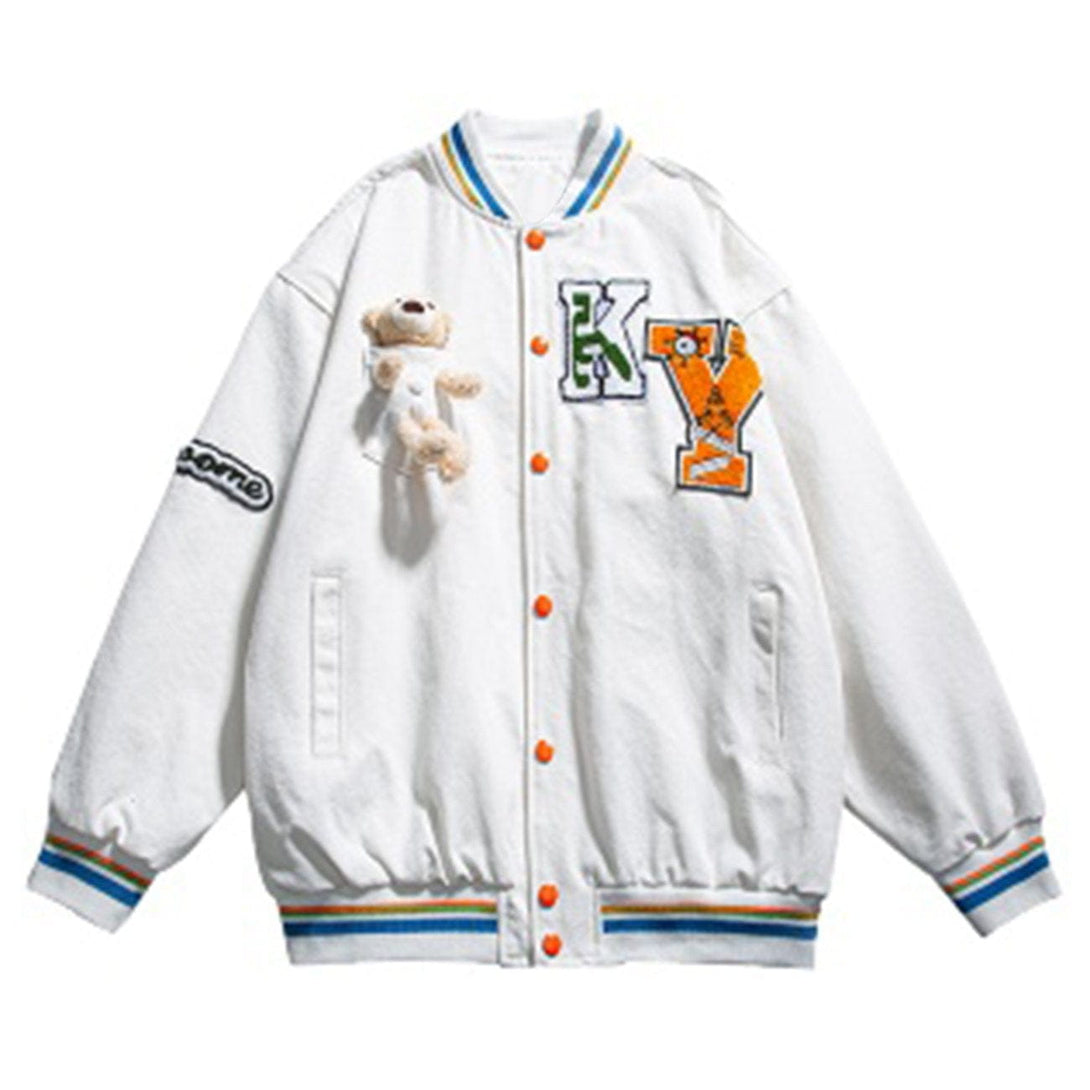 Ellesey - Letter Flocking Doll Jacket- Streetwear Fashion - ellesey.com