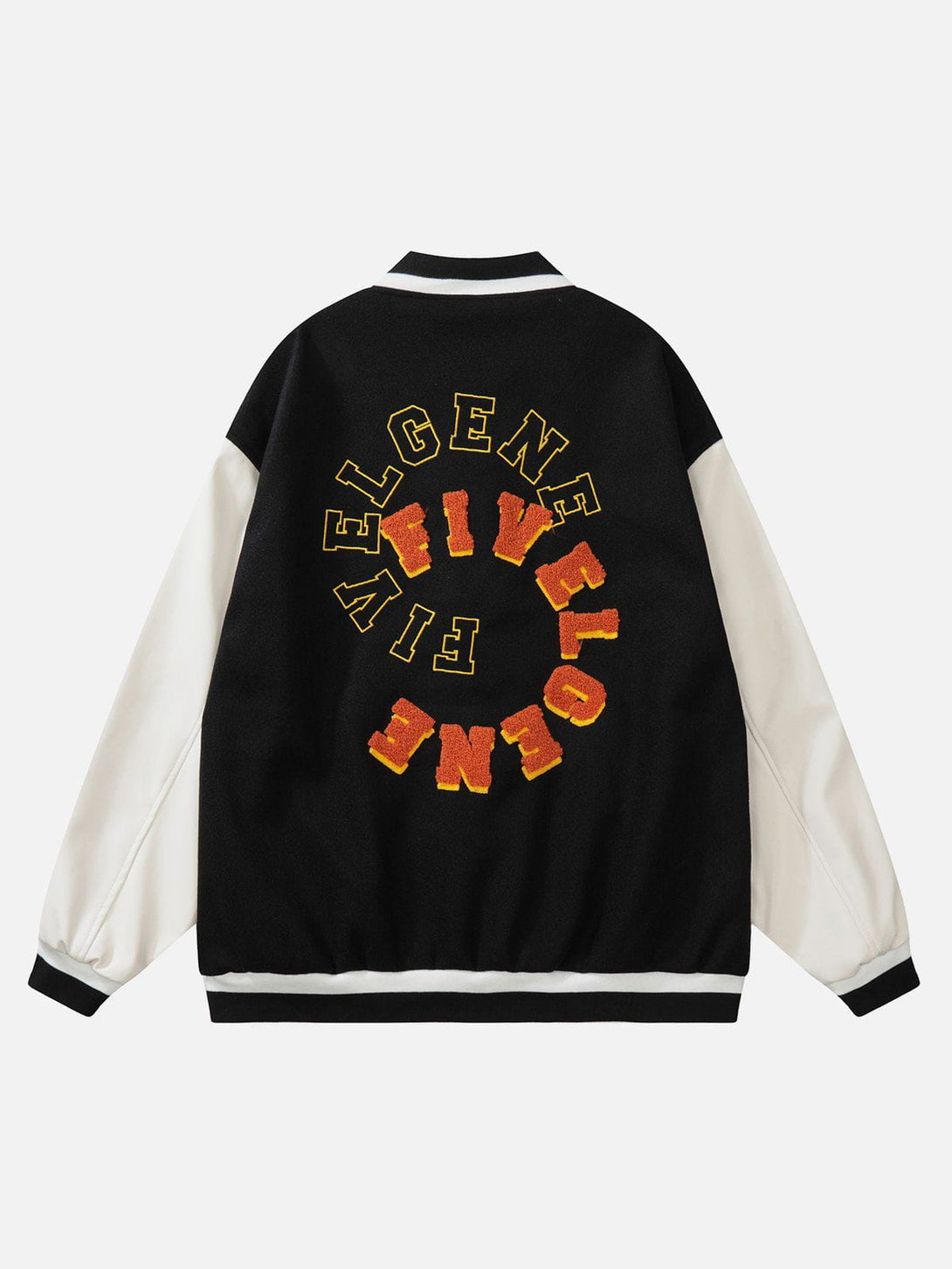 Ellesey - Letter Flocking Splicing Varsity Jacket- Streetwear Fashion - ellesey.com