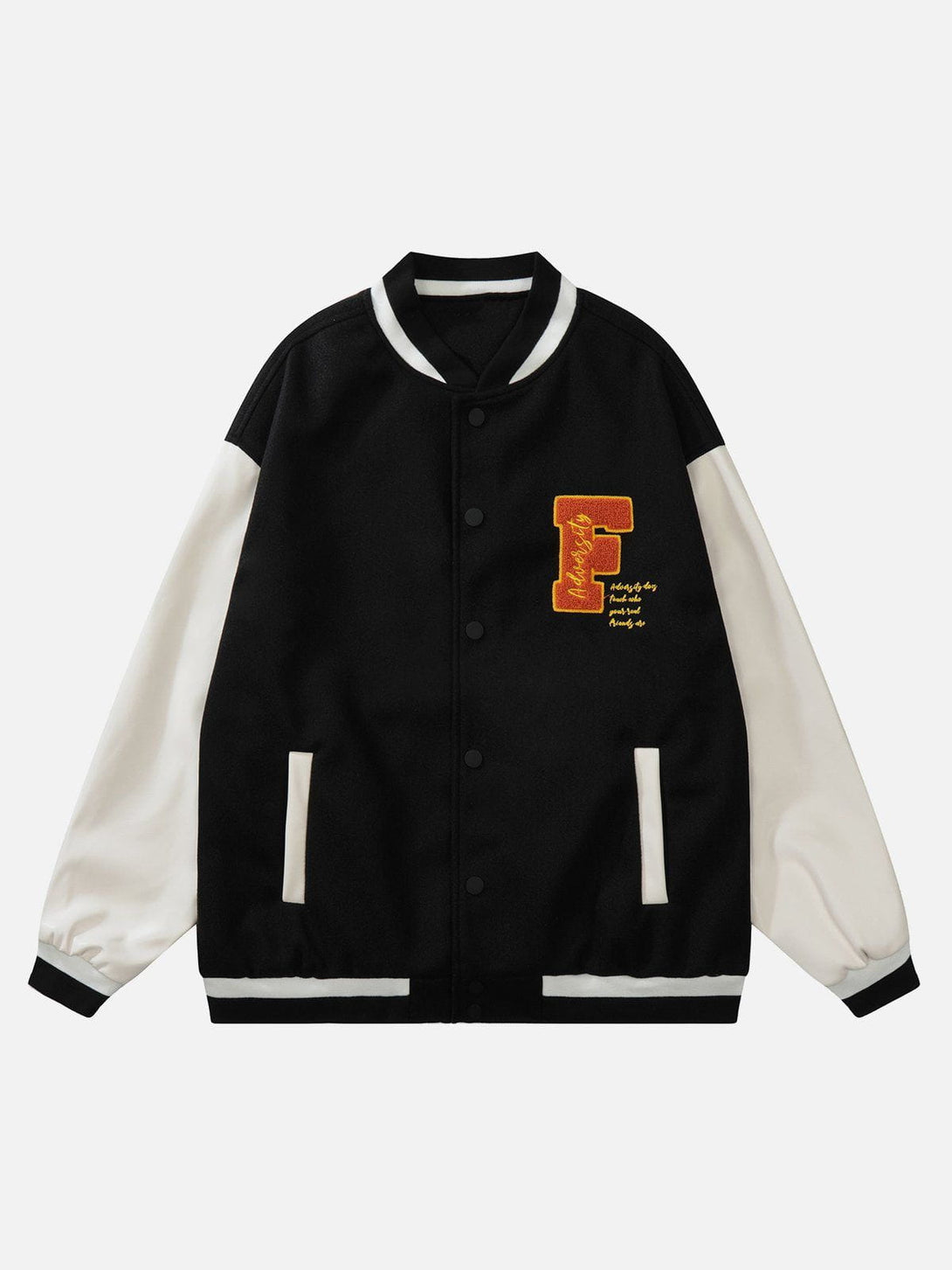 Ellesey - Letter Flocking Splicing Varsity Jacket- Streetwear Fashion - ellesey.com