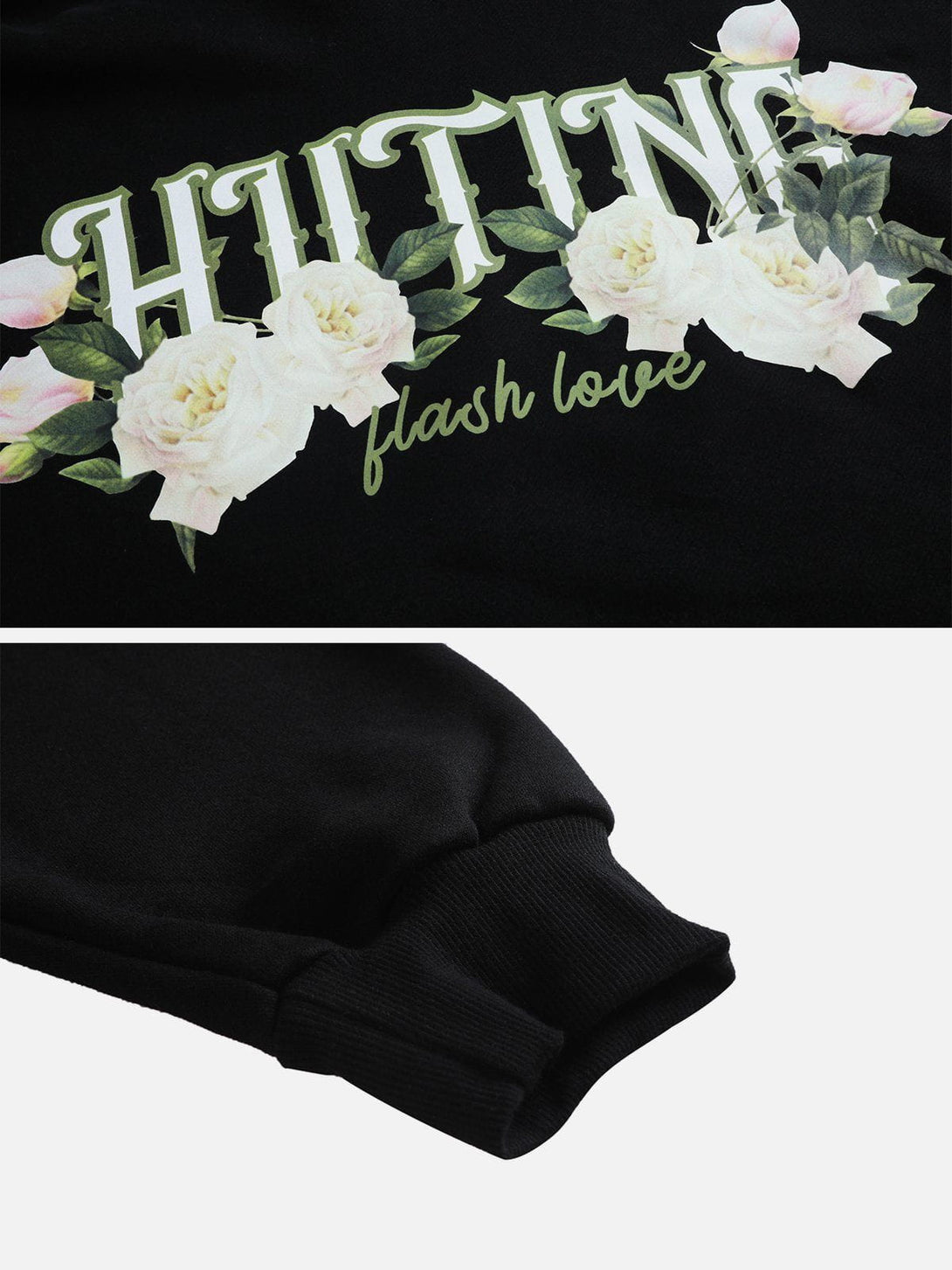 Ellesey - Letter Flower Print Hoodie- Streetwear Fashion - ellesey.com