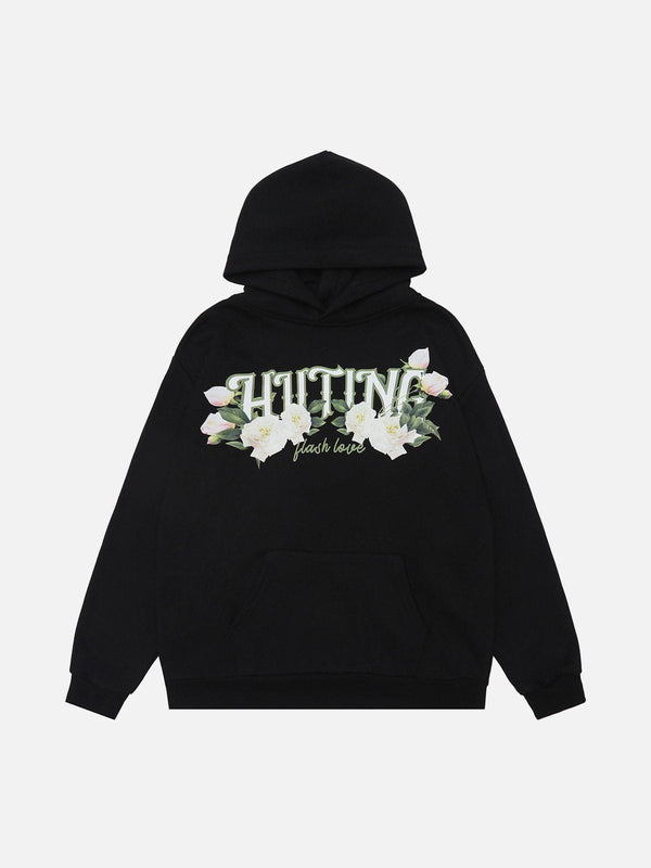 Ellesey - Letter Flower Print Hoodie- Streetwear Fashion - ellesey.com