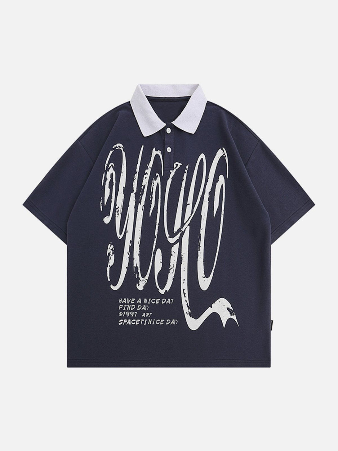 Ellesey - Letter Graffiti Polo Collar Tee- Streetwear Fashion - ellesey.com