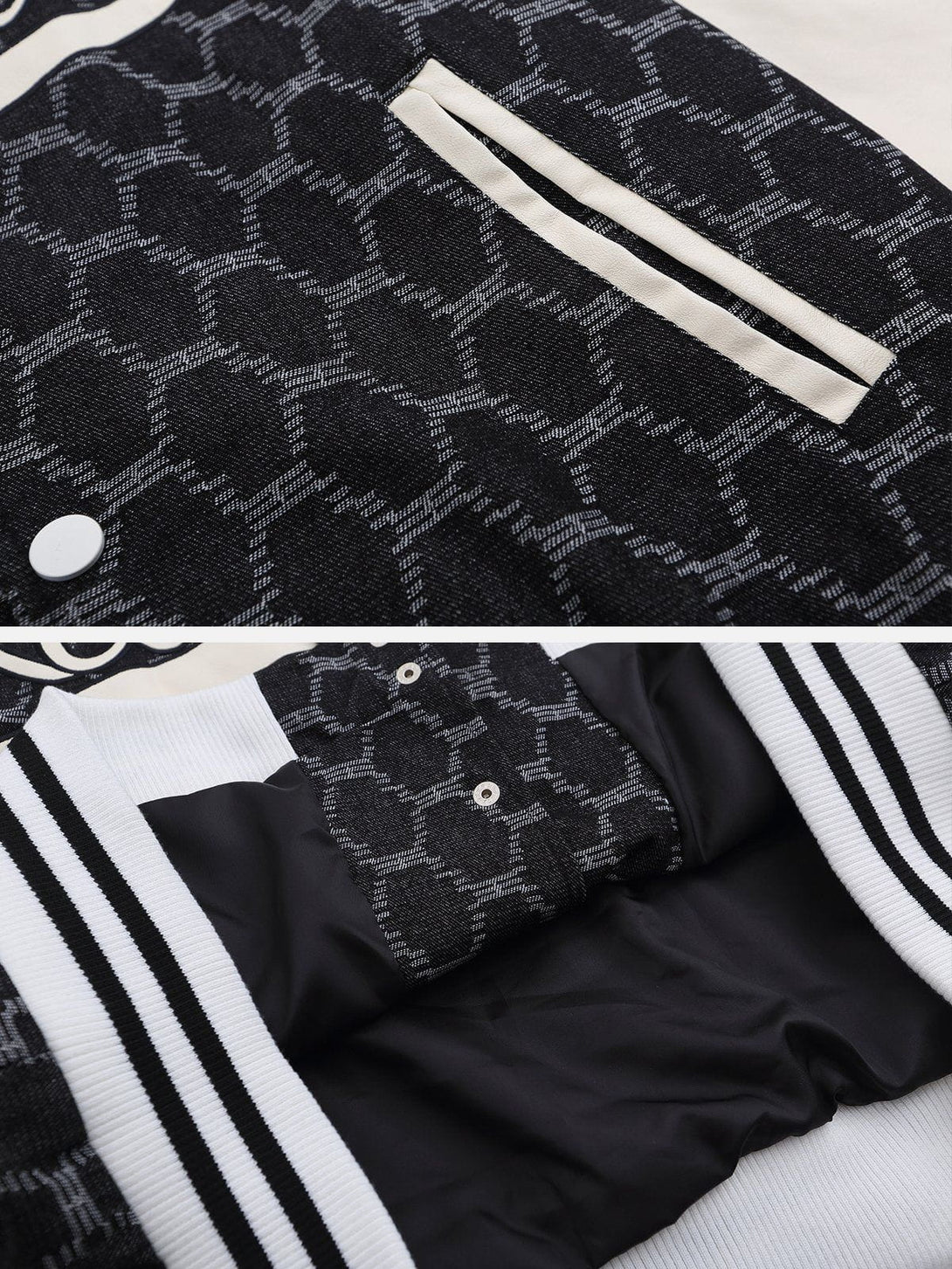 Ellesey - Letter Grid Patchwork Jacket- Streetwear Fashion - ellesey.com
