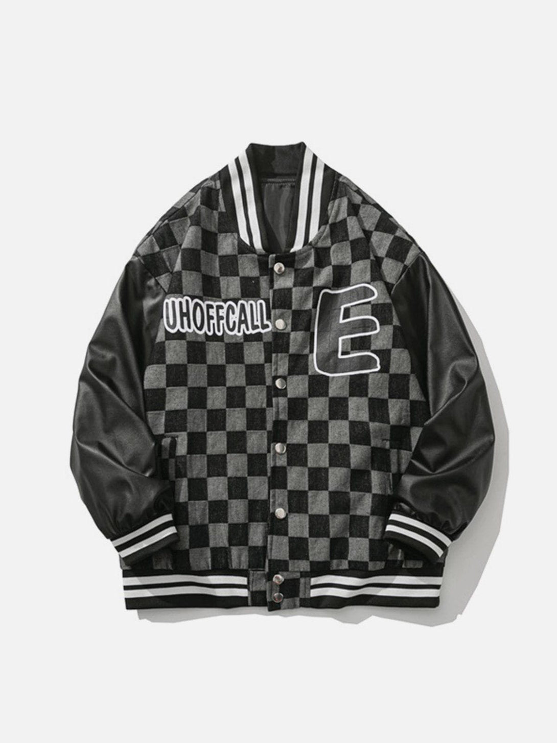 Ellesey - Letter Print Check Panel Jacket- Streetwear Fashion - ellesey.com