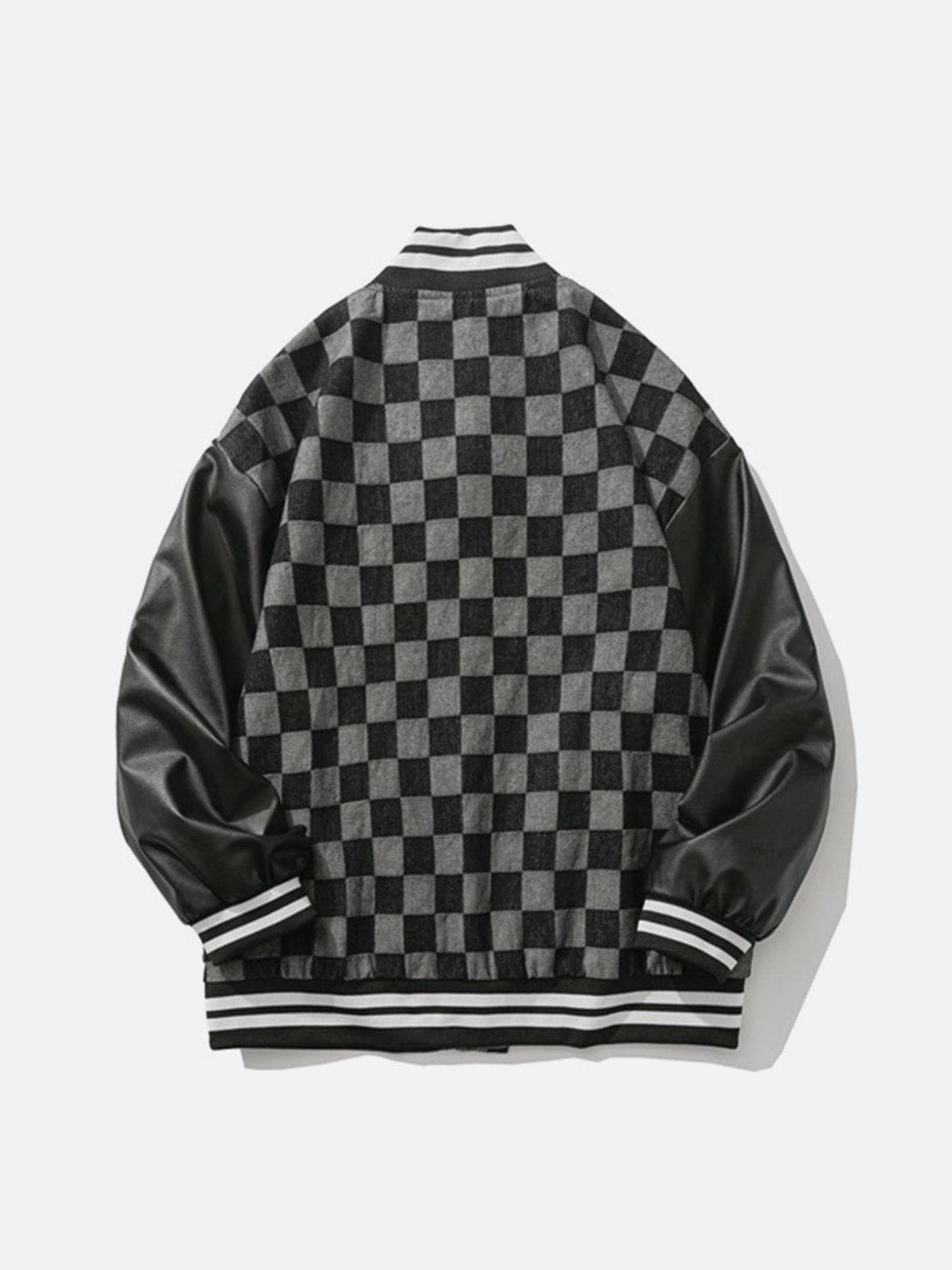 Ellesey - Letter Print Check Panel Jacket- Streetwear Fashion - ellesey.com