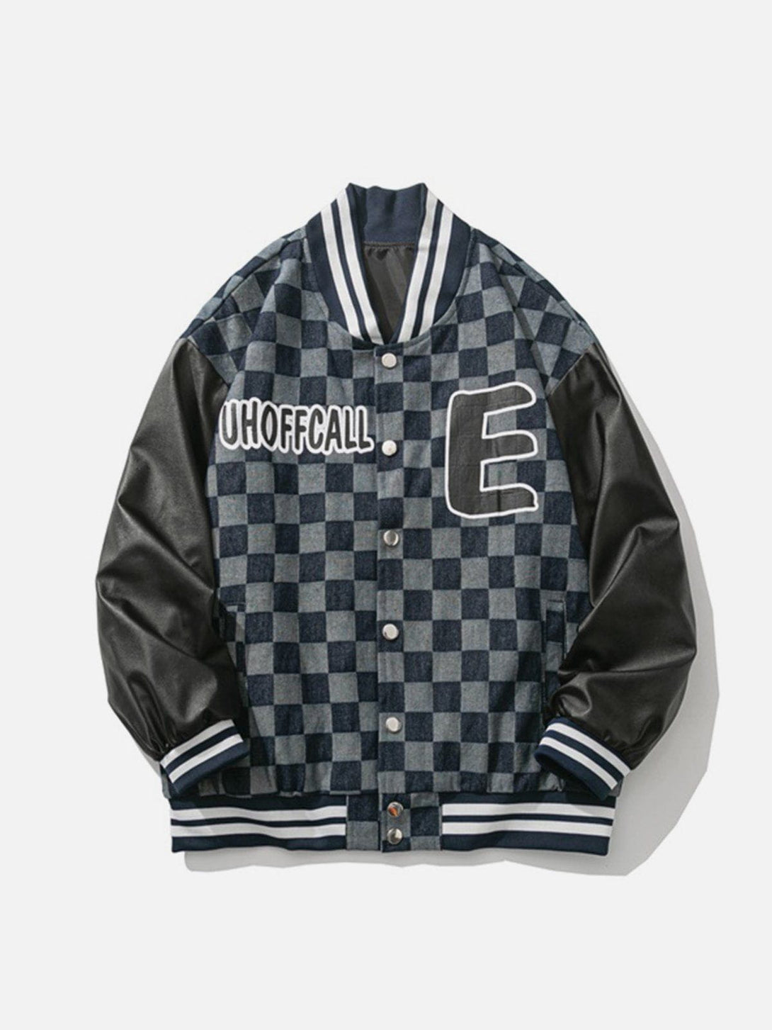 Ellesey - Letter Print Check Panel Jacket- Streetwear Fashion - ellesey.com