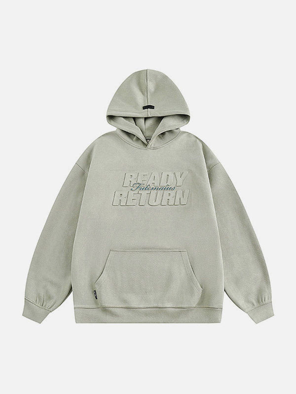 Ellesey - Letter Print Solid Hoodie- Streetwear Fashion - ellesey.com