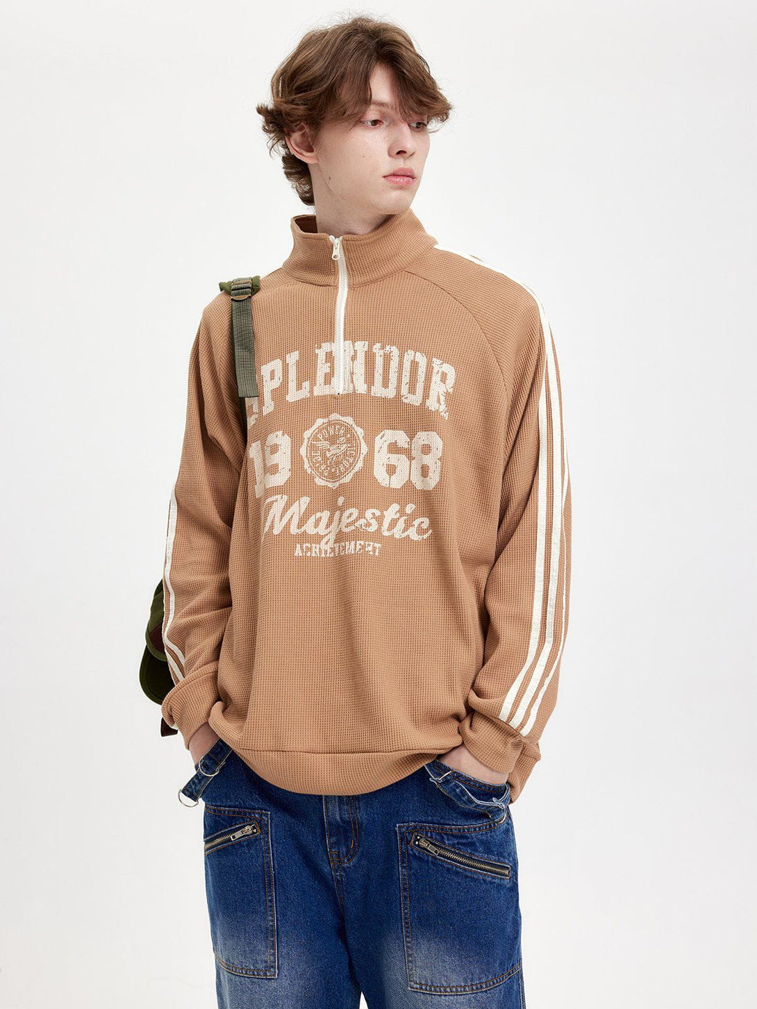 Ellesey - Letter Print Waffle Sweatshirt- Streetwear Fashion - ellesey.com