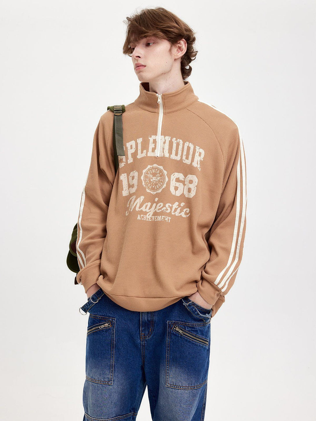 Ellesey - Letter Print Waffle Sweatshirt- Streetwear Fashion - ellesey.com