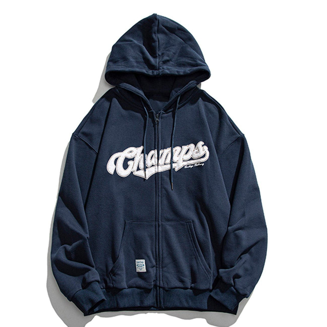 Ellesey - Letter Print Zipper Hoodie- Streetwear Fashion - ellesey.com