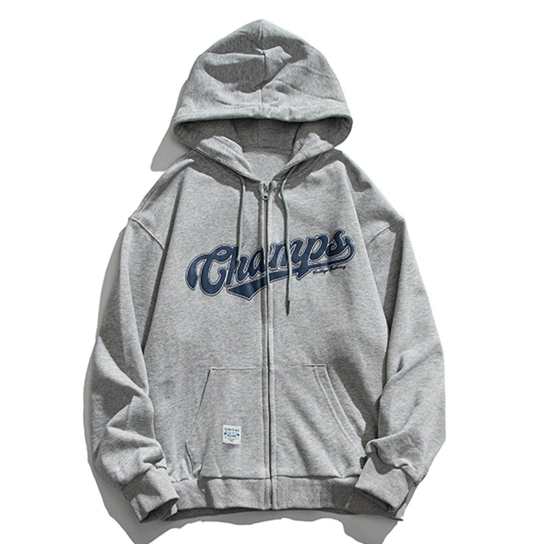 Ellesey - Letter Print Zipper Hoodie- Streetwear Fashion - ellesey.com