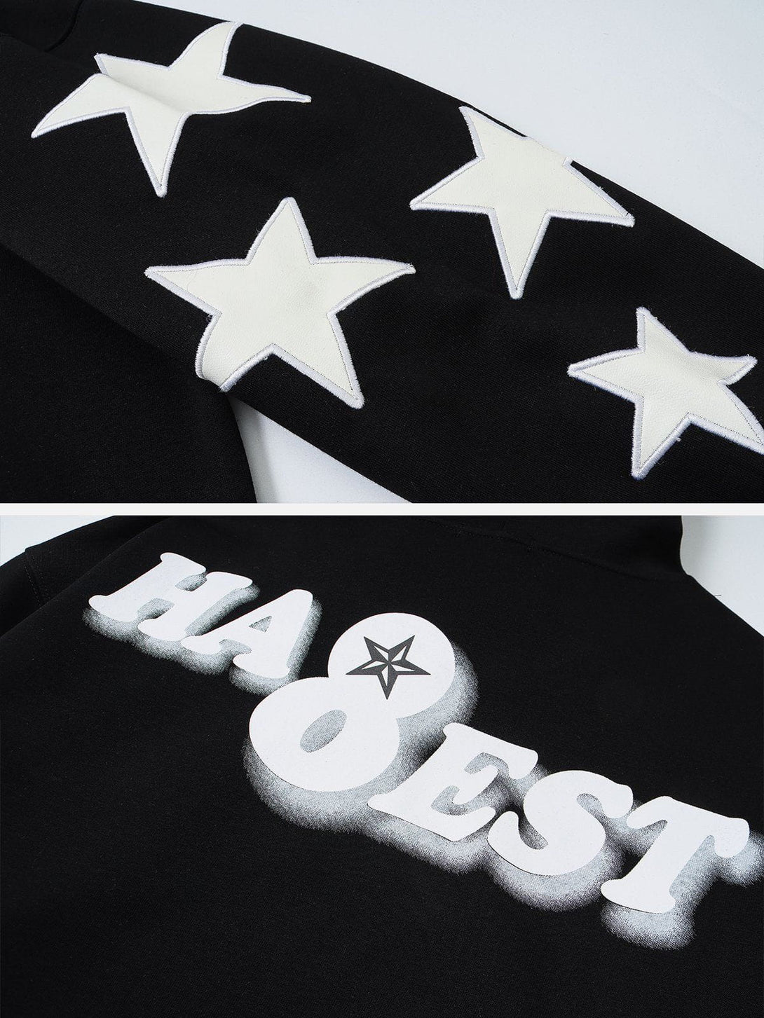 Ellesey - Letter Printing Star Embroidery Hoodie- Streetwear Fashion - ellesey.com