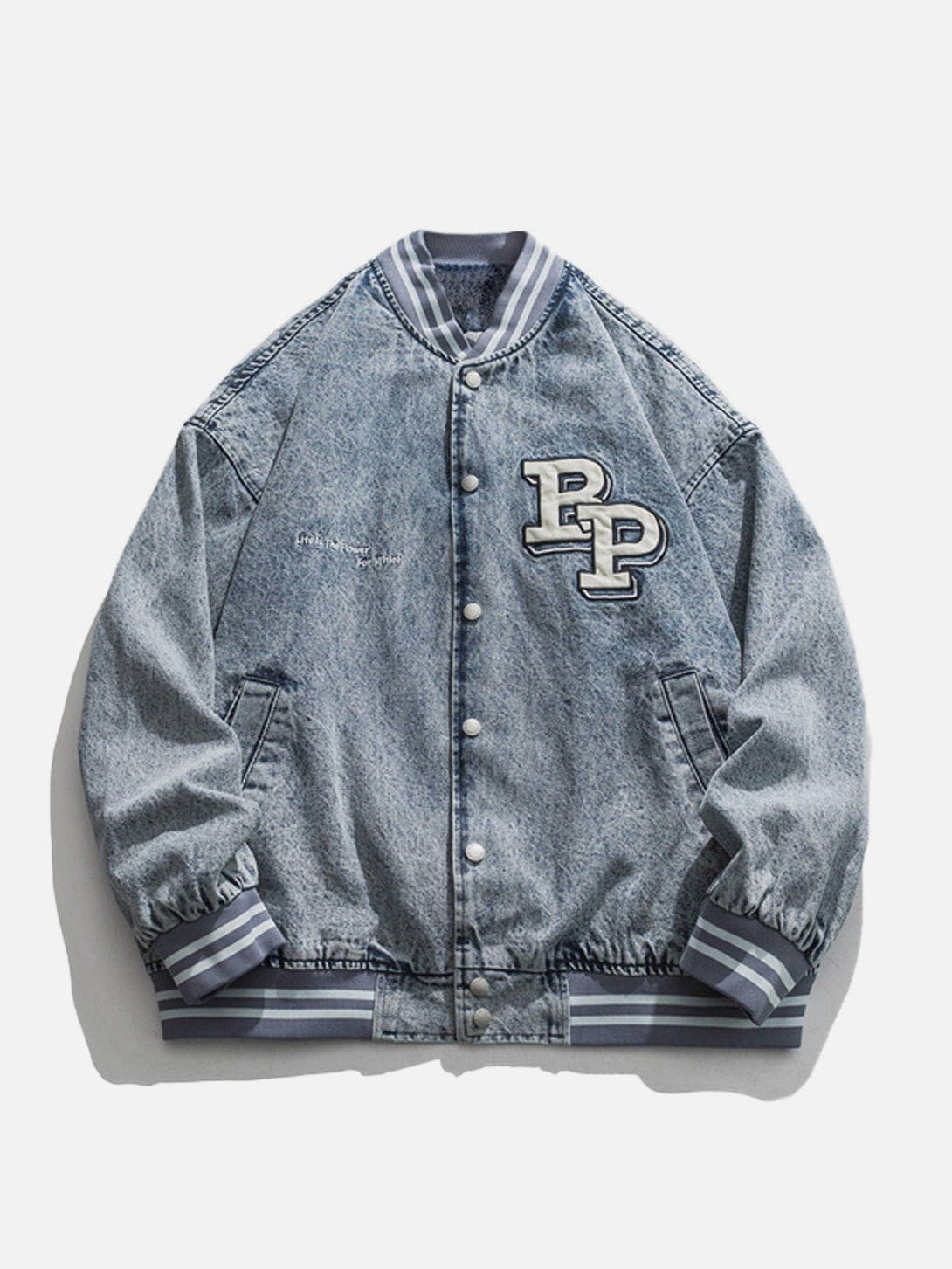 Ellesey - Letter Splicing Denim Jacket- Streetwear Fashion - ellesey.com