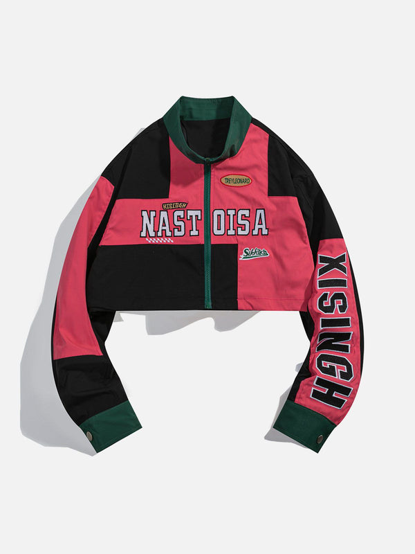 Ellesey - Lettering Embroidery Patchwork Regular Jackets- Streetwear Fashion - ellesey.com