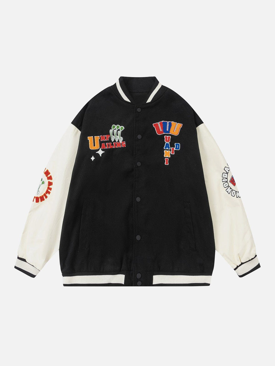 Ellesey - Letters Flocking Print Varsity Jacket- Streetwear Fashion - ellesey.com