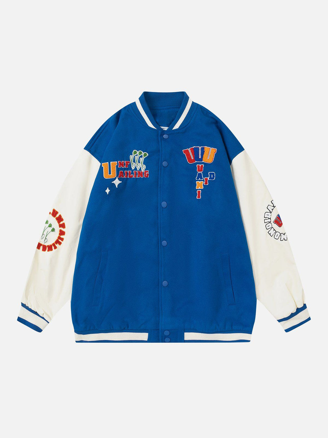 Ellesey - Letters Flocking Print Varsity Jacket- Streetwear Fashion - ellesey.com