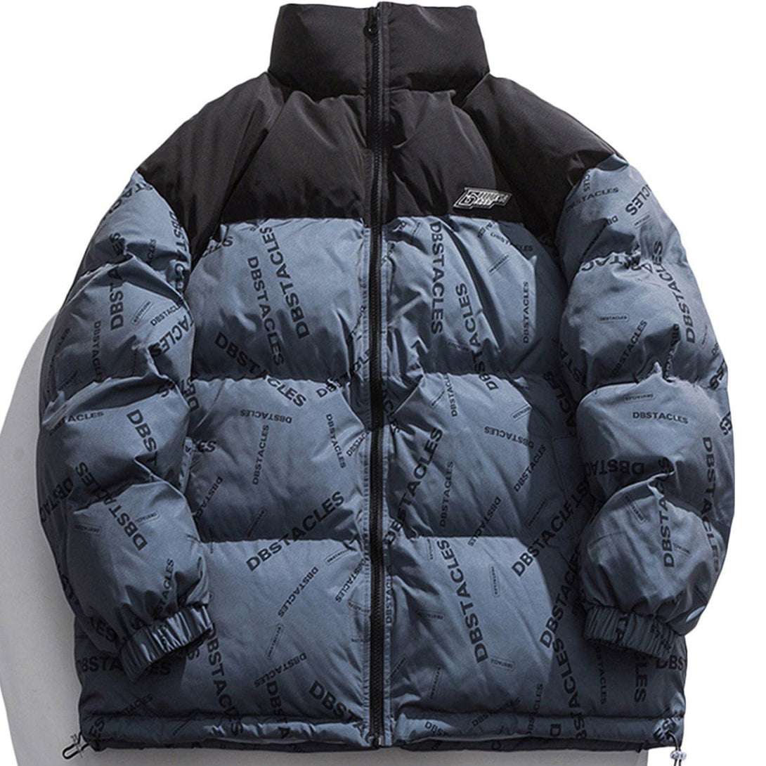 Ellesey - Letters Full Printing and Color Matching Puffer Jacket- Streetwear Fashion - ellesey.com