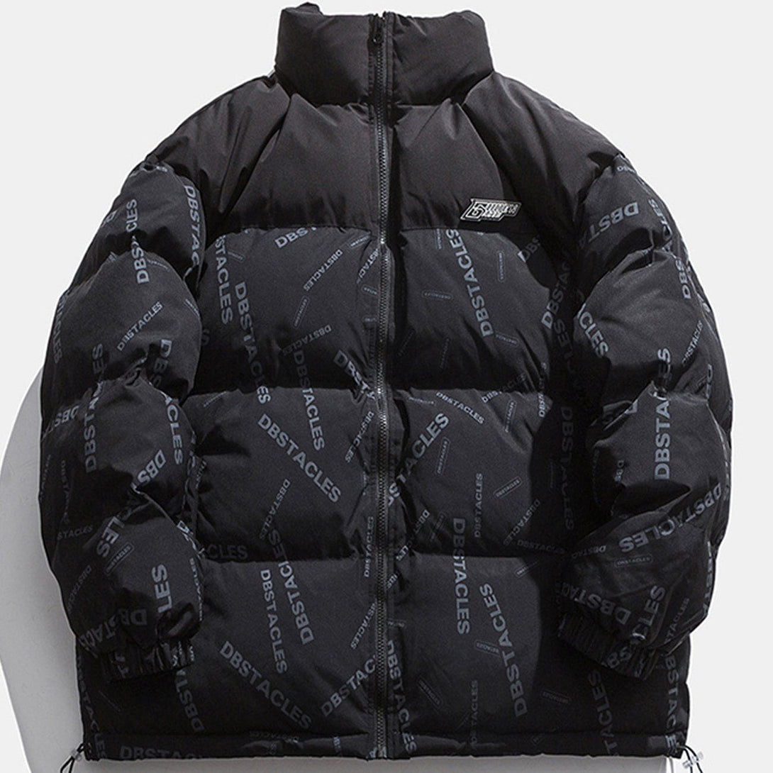 Ellesey - Letters Full Printing and Color Matching Puffer Jacket- Streetwear Fashion - ellesey.com