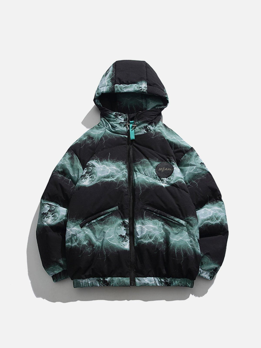 Ellesey - Lightning Print Hooded Down Coat-Streetwear Fashion - ellesey.com