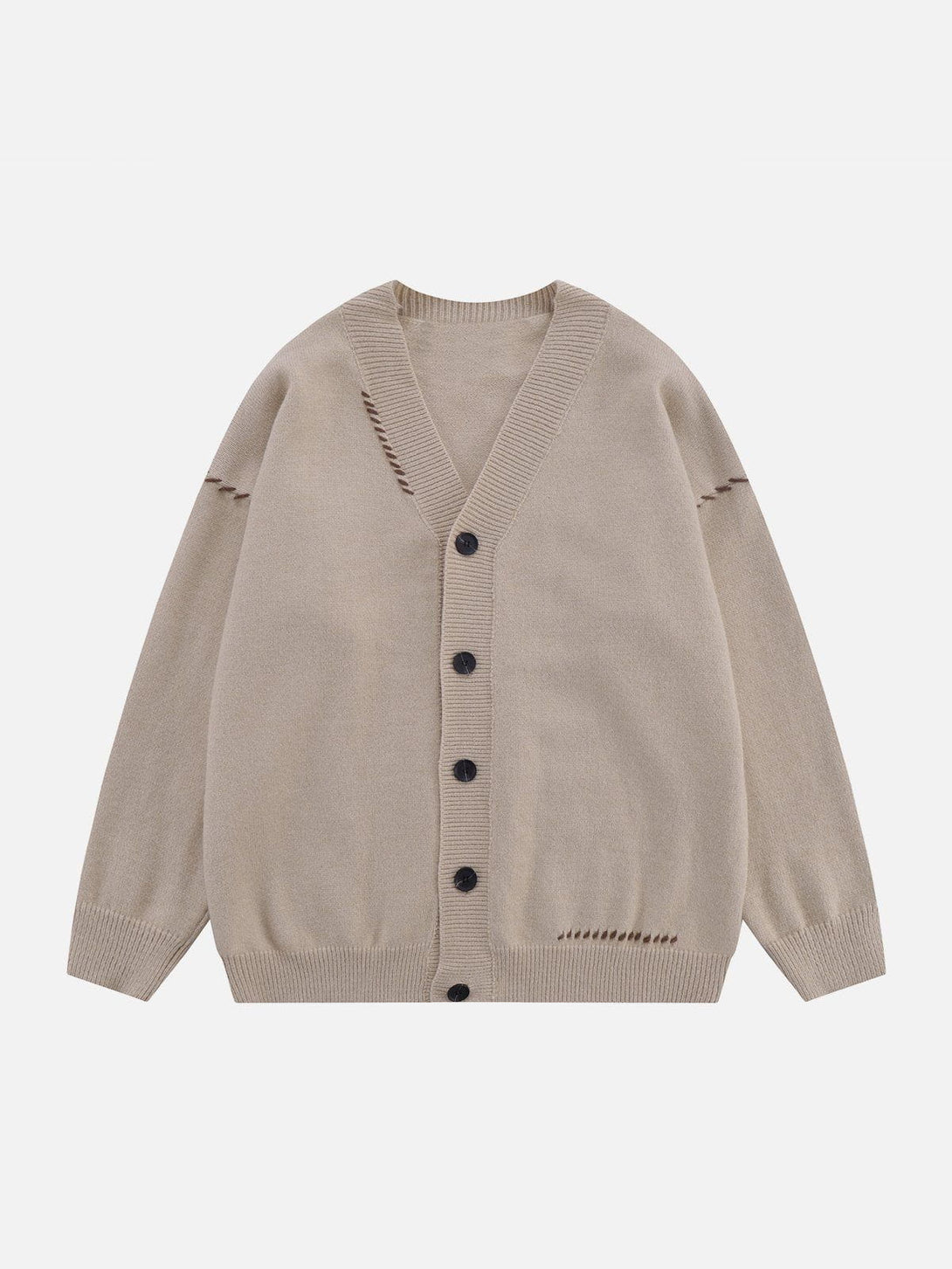 Ellesey - Line Weaving V-neck Cardigan-Streetwear Fashion - ellesey.com