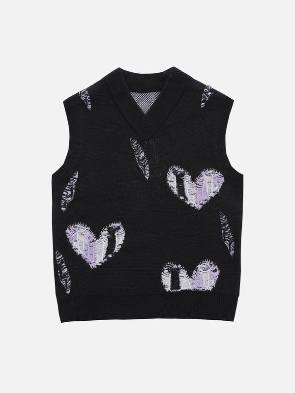 Ellesey - Love Embroidery Sweater Vest-Streetwear Fashion - ellesey.com