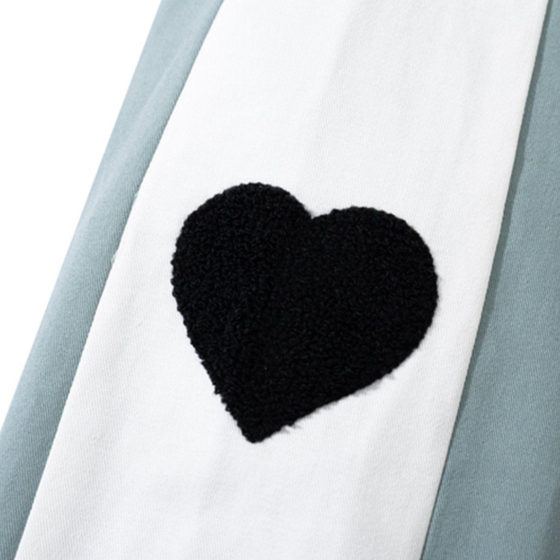 Ellesey - Love Pattern Towel Embroidery Varsity Jacket- Streetwear Fashion - ellesey.com