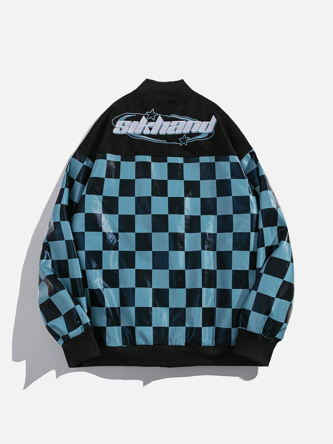 Ellesey - "M" Patchwork Checkerboard Varsity Jacket- Streetwear Fashion - ellesey.com