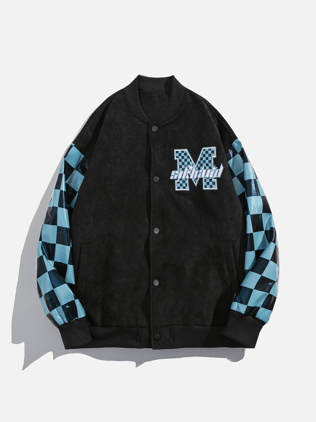 Ellesey - "M" Patchwork Checkerboard Varsity Jacket- Streetwear Fashion - ellesey.com