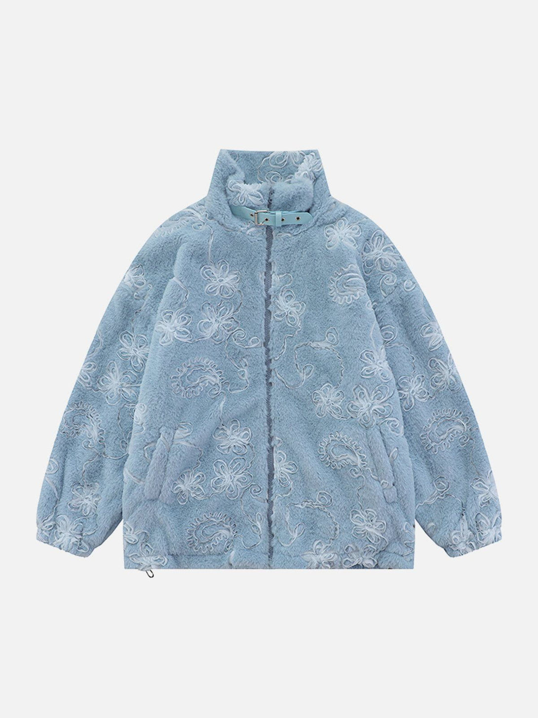 Ellesey - Mesh 3D Floral Plush Winter Coat-Streetwear Fashion - ellesey.com