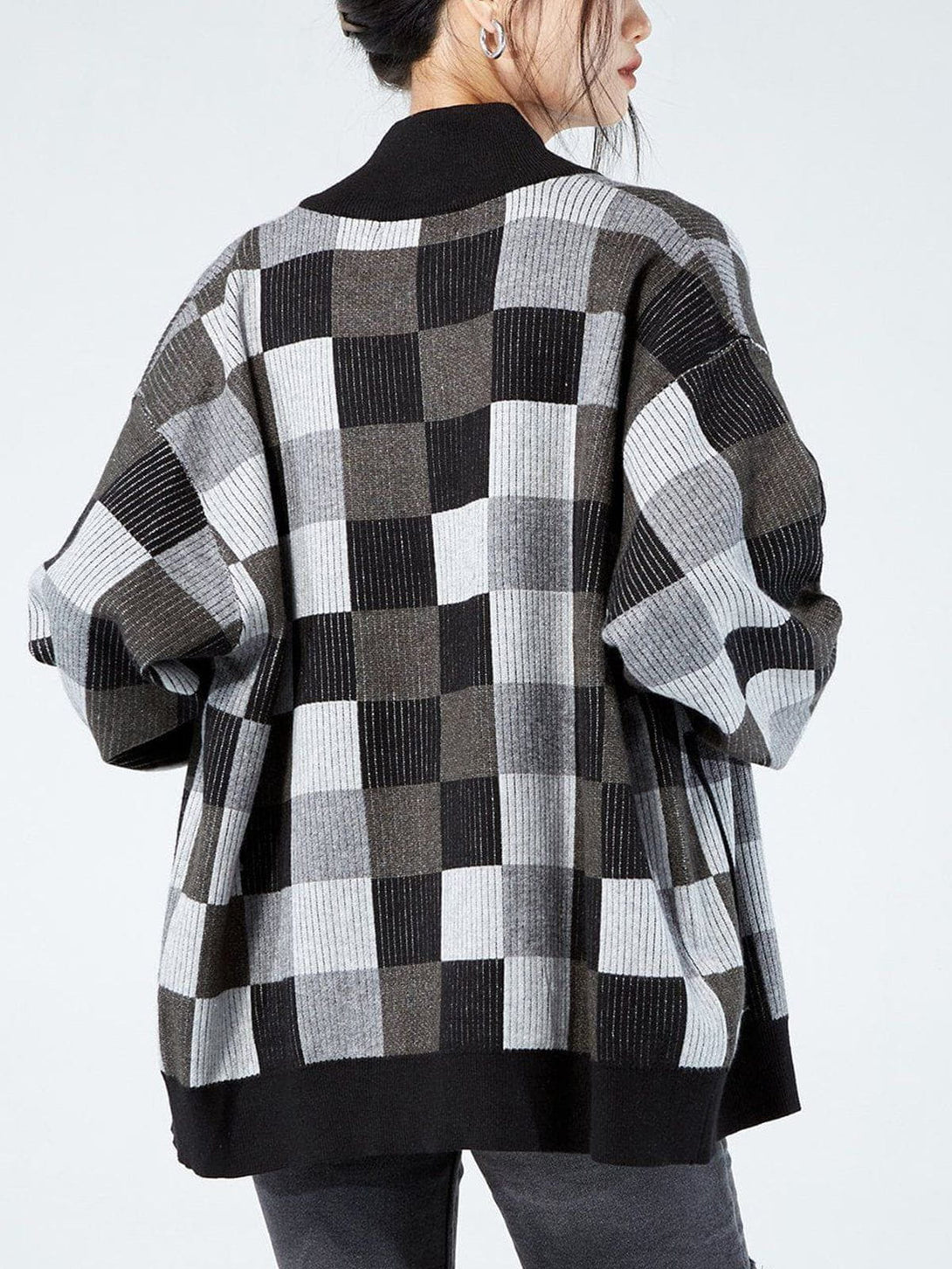 Ellesey - Mosaic Plaid Cardigan-Streetwear Fashion - ellesey.com