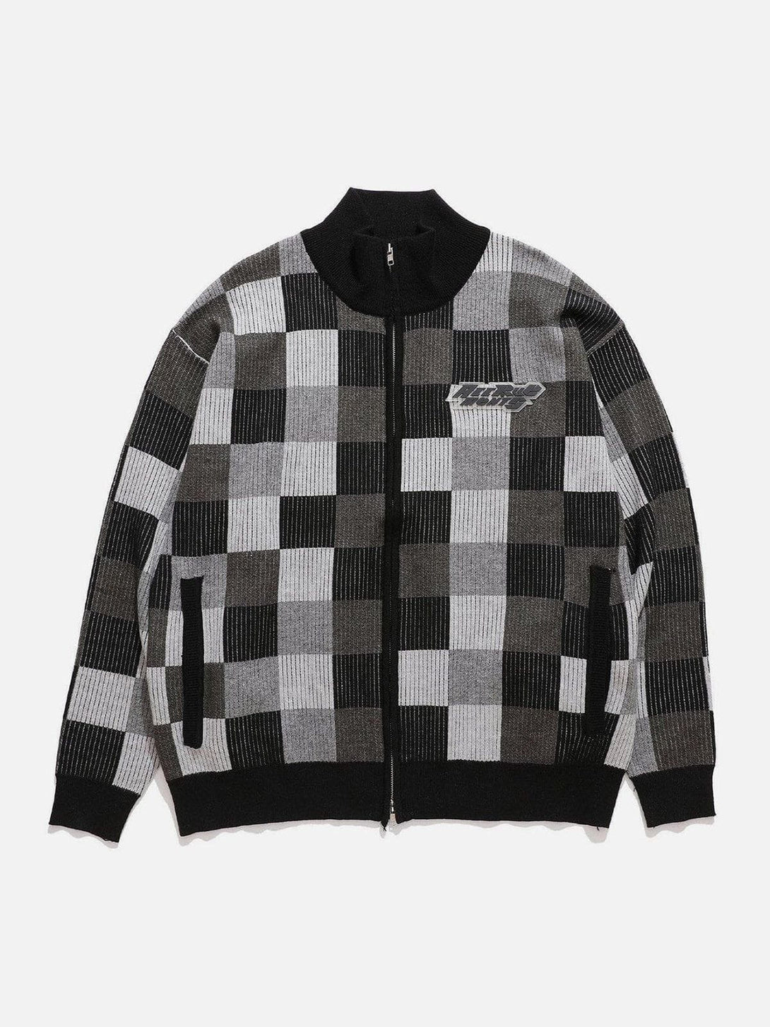 Ellesey - Mosaic Plaid Cardigan-Streetwear Fashion - ellesey.com