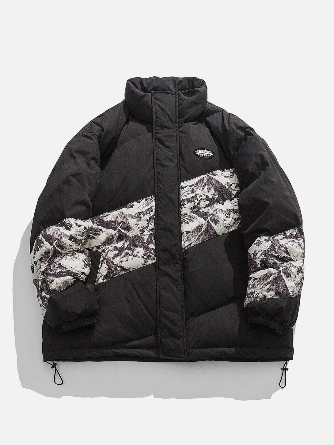 Ellesey - Mountain Print Patchwork Winter Coat-Streetwear Fashion - ellesey.com