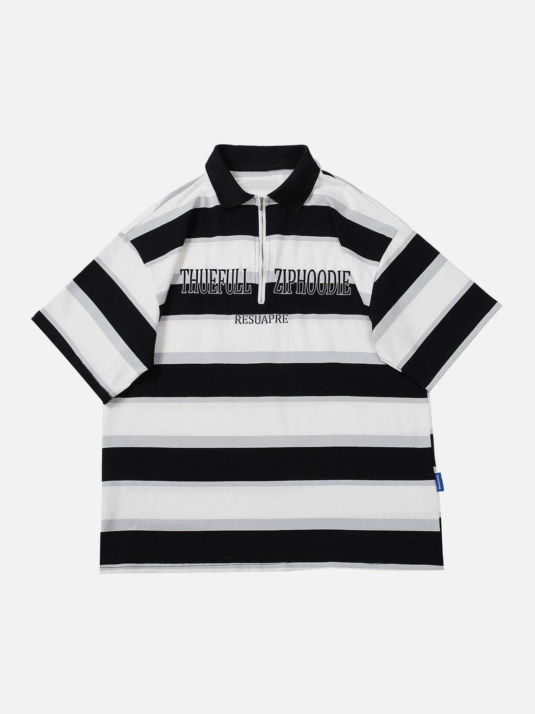 Ellesey - Multicolor Stripe Embroidered Letter POLO Tee- Streetwear Fashion - ellesey.com