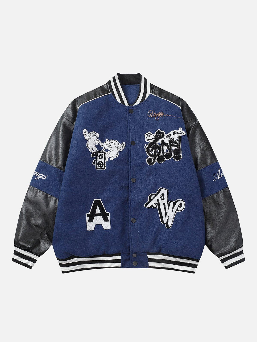 Ellesey - Musical Note PU Splicing Jacket- Streetwear Fashion - ellesey.com